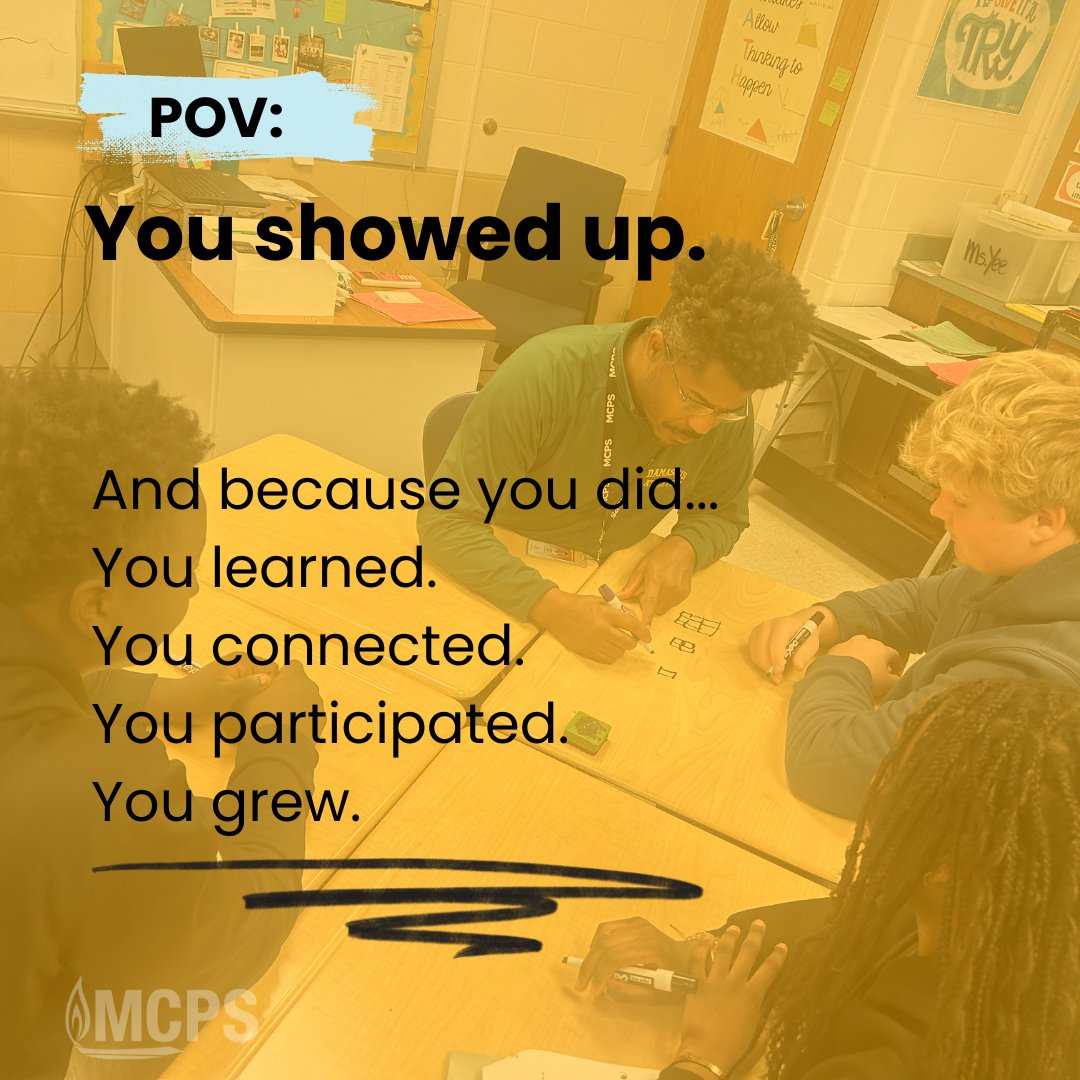 MCPS's tweet photo. Showing up is the first step toward your potential. Your attendance at school matters. #AttendanceAwarenessMonth #MCPSFutureReady https://t.co/brzGoKAK9y