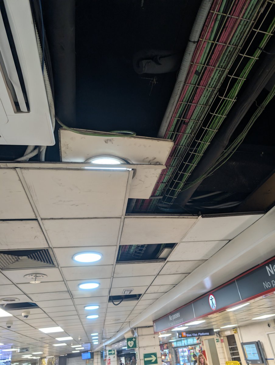 eudald0's tweet photo. Hola @rodalies, doncs tocaria revisar el sostre de placa Catalunya, pasará algún ensurt qualsevol dia amb l'estació amb més passatgers del país, la primera fotografia em sembla especialment preocupant. Si us plau reviseu-ho... https://t.co/1D3nWaYsWb