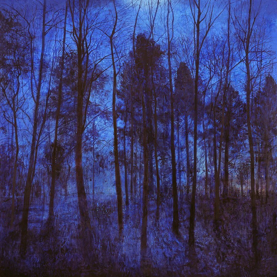 womensart1's tweet photo. 'Landscape with Hidden Moon' by Scottish artist Victoria Crowe #WomensArt #ColourBlueWeek https://t.co/laMPagI6jO