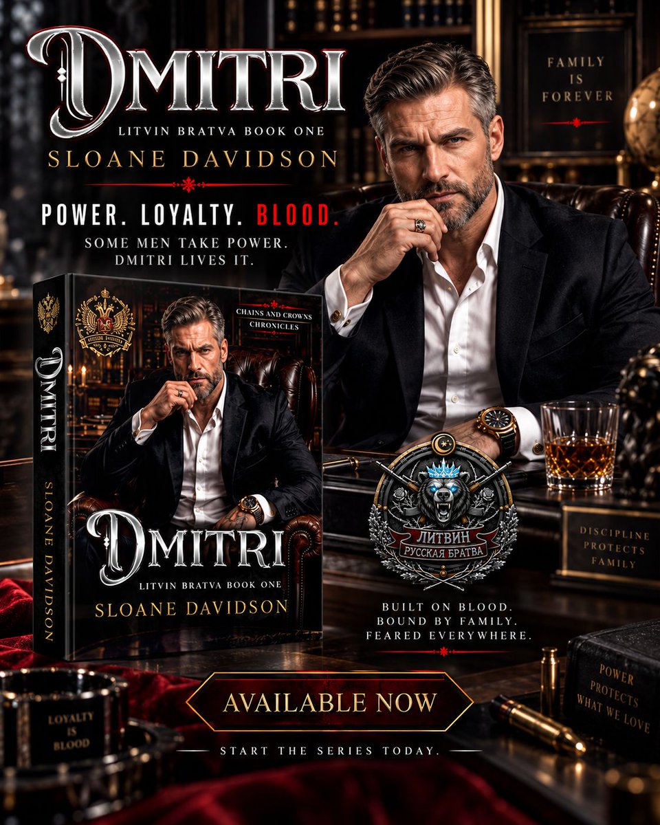 PDesigns16's tweet photo. POWER. LOYALTY. BLOOD. 

Dmitri was raised to protect the family, control the empire, and destroy betrayal.

Dark. Dangerous. Commanding.

DMITRI
Litvin Bratva Book One
by Sloane Davidson

Available now

#BratvaRomance #DarkRomance #Dmitri https://t.co/8EbAHy7GhO