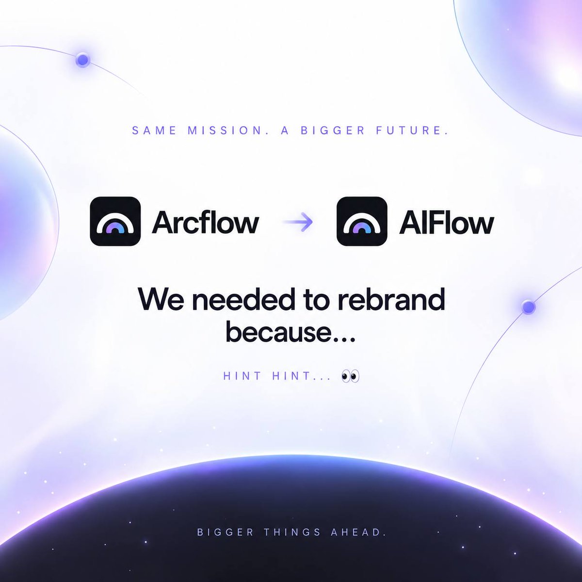 tryaiflow's tweet photo. Arcflow → AIFlow.

We needed to rebrand.

Can’t say exactly why yet… but there’s a reason we needed a name built for something much bigger. 👀

More soon. https://t.co/XBQ1AN9xbR