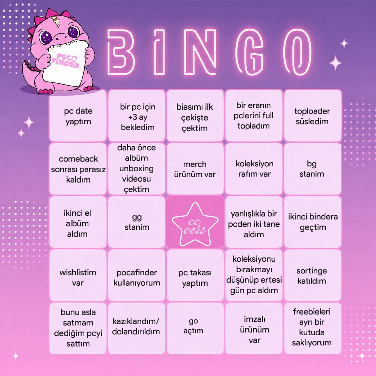 poccafinderr's tweet photo. Bir cc nin yaşayabileceği şeyler pocafinder bingo edition 👀🎀  #PFDares https://t.co/eDboPZq9SI