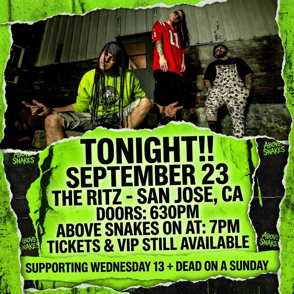 Abovesnakesband's tweet photo. TONIGHT!! https://t.co/uJZpFrXij5