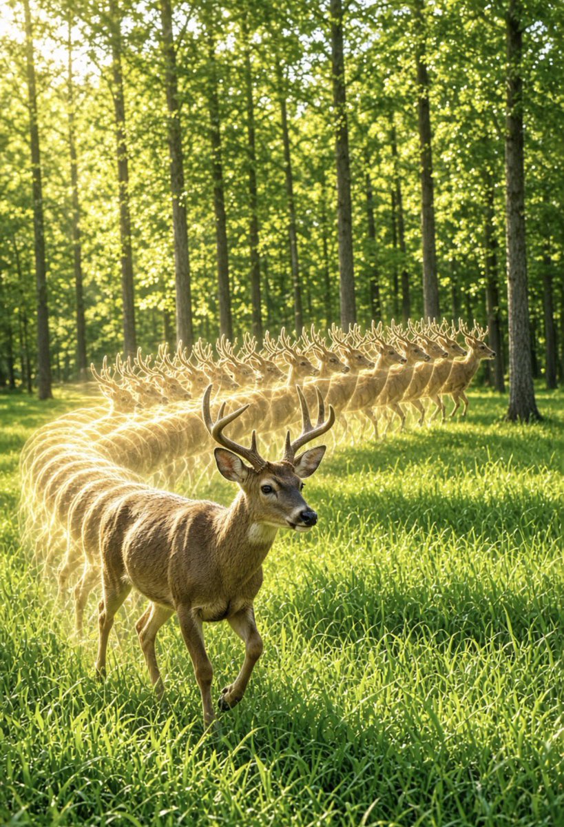 overclassifiedx's tweet photo. 🔴 A developer just showed what Vonnegut’s aliens already knew. 🦌⏳

Kurt Vonnegut wrote that Tralfamadorians see every moment at once. 

A person isn’t a body walking through time, They’re a long creature stretching from birth to death and he called it a millipede.

Someone took a regular deer video, turned each frame into a 3D snapshot, and stacked them where they actually happened and the whole path becomes one glowing trail of the same animal.

That’s the closest thing we’ve built to what a lot of experiencers have been describing for decades. 

Missing time, beings that already know what you’ll say…Craft that don’t move through space the way we do. 

If NHI lives in more than three dimensions, we’re not mysterious to them, we are just a shape they can see all at once.

If they already see the whole life, what do you think they’re actually studying?