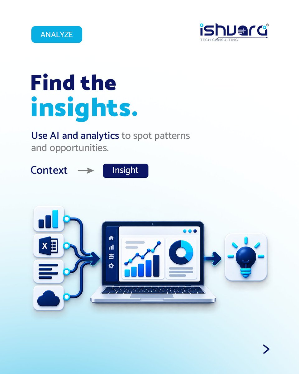 ishvaratech2705's tweet photo. Data is everywhere. Better decisions take context.

At Ishvara Tech Consulting, we bring data together, use AI to uncover patterns, and turn insights into action.

@OfficialINDIAai @nasscom @stpiindia
#AI #DataAnalytics #DigitalTransformation https://t.co/Kx8wmgvEh4