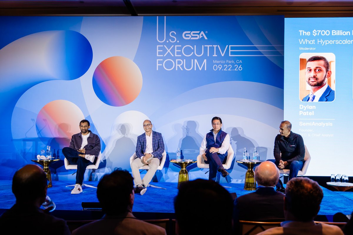 dMatrix_AI's tweet photo. d-Matrix Founder & CEO @sidsheth joined industry leaders at the @GlobalSemi (GSA) US Executive Forum for “The $700 Billion Bet — What Hyperscalers Want from the Semiconductor Industry.”

A timely discussion on what the next phase of AI infrastructure will demand from the semiconductor industry as AI scales.