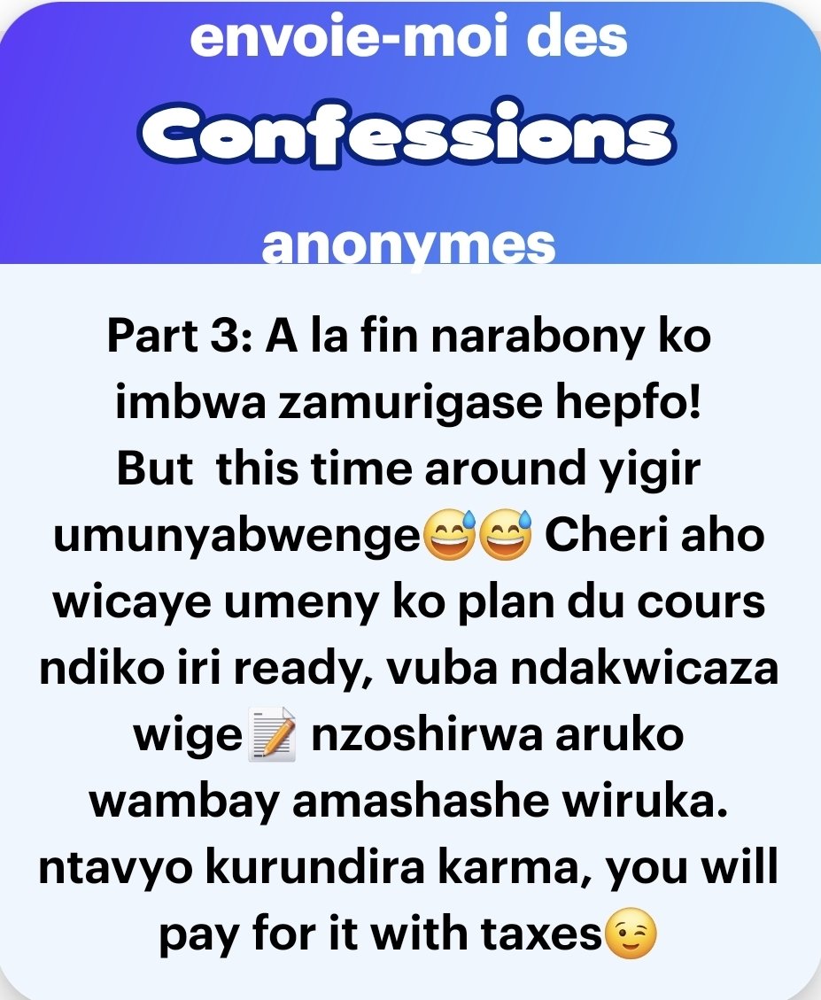 Sir_Umuhirwaa2's tweet photo. " Ubu ibntu vyarahindutse financially , ariko nasanz yarahinduts pe. Cheating is his favorite sport kabisa... "
#18hTea
#Abatwip https://t.co/fyLE4k3c0h