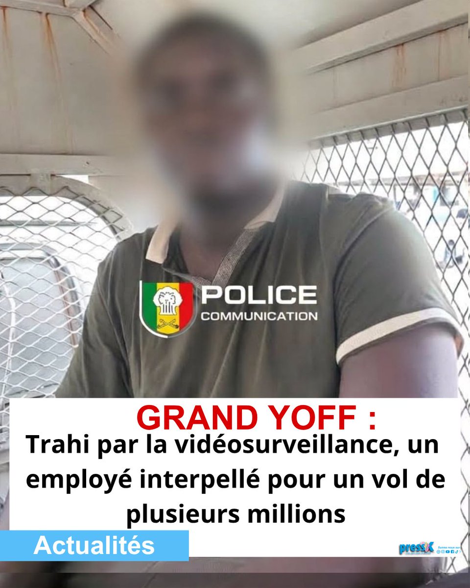 Pressafrik's tweet photo. Grand Yoff : la vidéosurveillance confond un employé, interpellé pour un vol de plusieurs millions

https://t.co/15P76BY38c

#GrandYoff #Sénégal #Vol #Justice #FaitDivers https://t.co/oKTbBwbI2Z