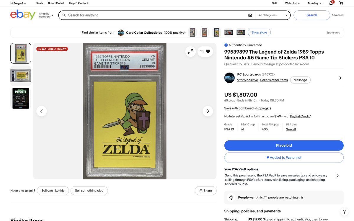 surgieboi's tweet photo. 1989 hits different ✨ Zelda, PSA 10, and pop < 75 🚀

Check this one out on eBay #ad, auction ends tonight:

https://t.co/JS54kI3Rgl https://t.co/zQriGPJYlg