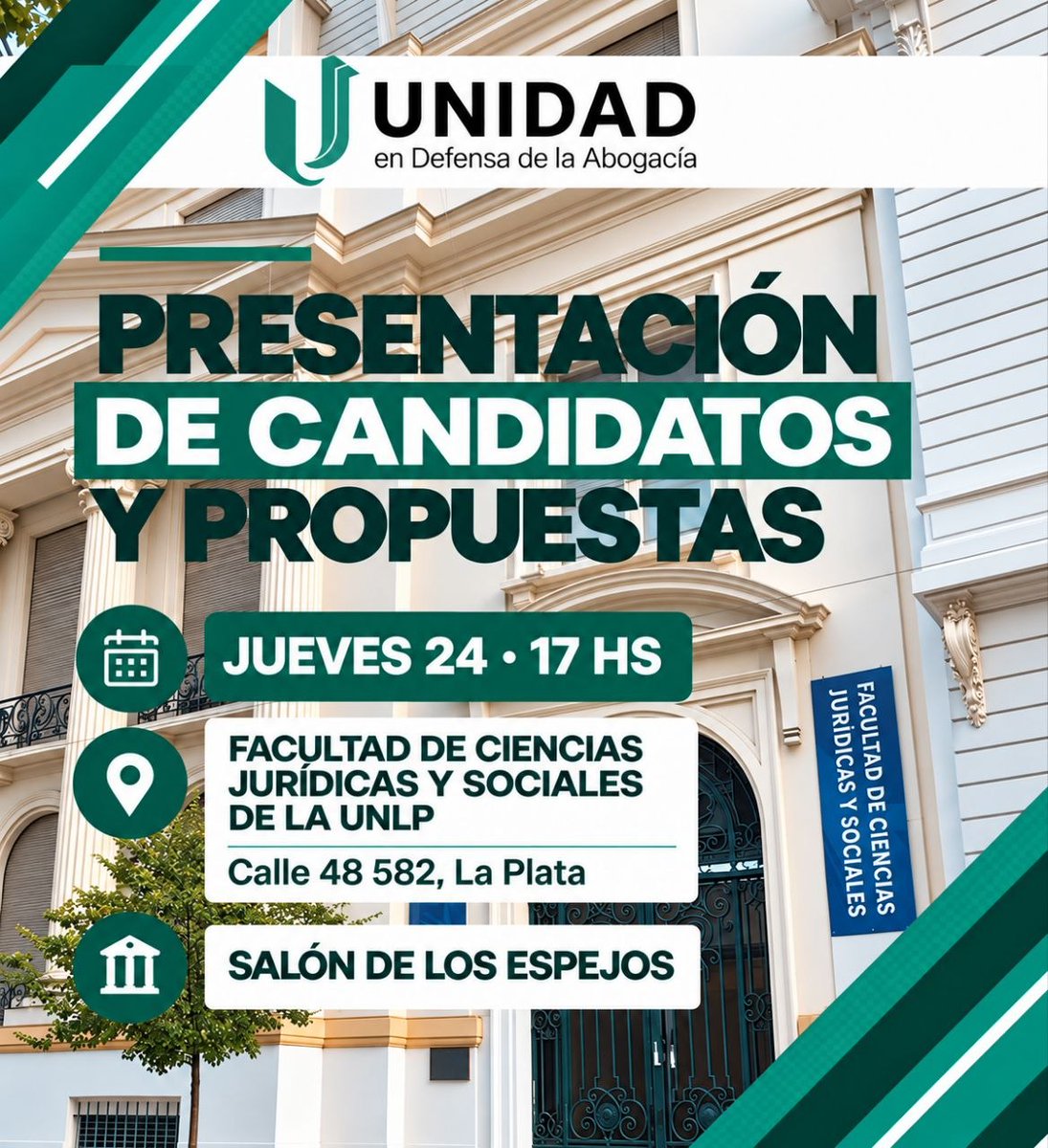 UnidadEnDefensa's tweet photo. Mañana UNIDAD EN DEFENSA DE LA ABOGACIA va a presentar a sus candidatos y candidatas para el Consejo de la Magistratura de la Nación.

Son abogados y abogadas de distintas trayectorias con un mismo fin: que en el Consejo tengamos representantes que defiendan a la abogacía. https://t.co/C7bvdvxiuJ