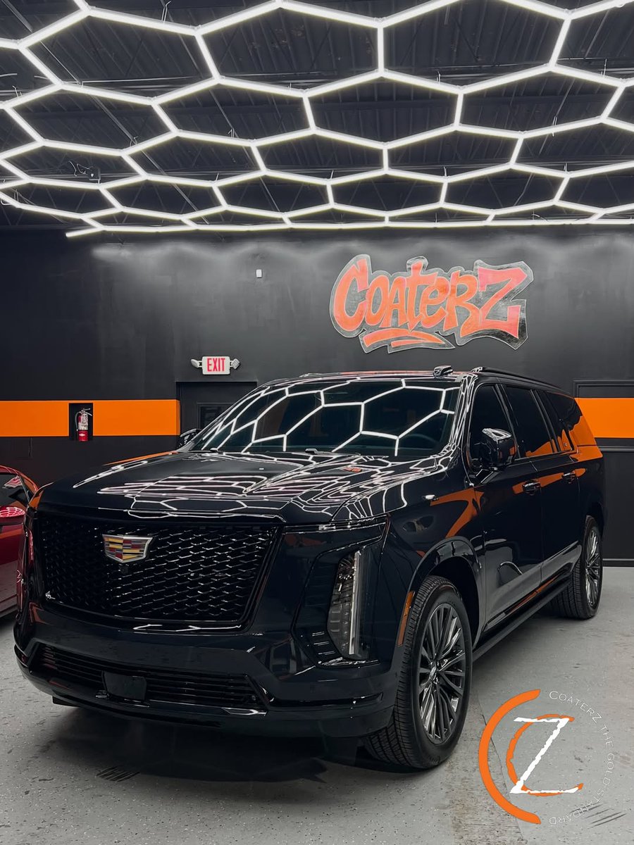 denninelso30543's tweet photo. This 2026 Escalade ESV Platinum Sport now has our 3-Year CZ GOLD Protection Package: Front End PPF and Ceramic Coating for elite gloss and serious defense. Call 813-467-8149 or visit CoaterZ, 16235 N Florida Ave, Lutz, FL 33549. https://t.co/AEHoNfDNrc