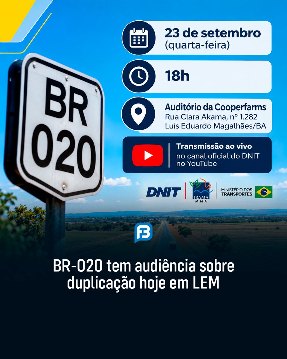 FalaBarreiras's tweet photo. BR-020 TEM AUDIÊNCIA SOBRE DUPLICAÇÃO HOJE EM LEM
https://t.co/ZaGNyHPJ25
#BR020 #LuisEduardoMagalhaes #Barreiras #OesteDaBahia #DNIT #Infraestrutura
Siga o Falabarreiras no Instagram:
https://t.co/YnDGy4GIZj
Falabarreiras, notícia é pra sempre! https://t.co/UnIs3sYqM6
