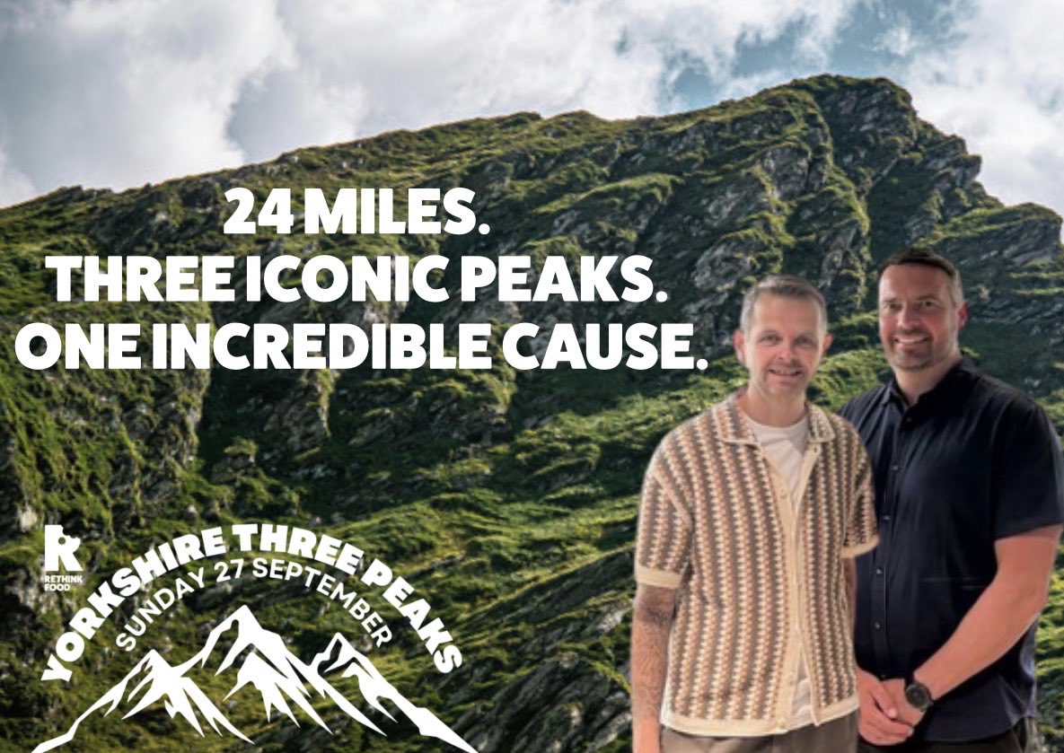 RethinkFoodUK's tweet photo. This weekend, our co-founders Kevin &amp; Nathan are taking on the Yorkshire Three Peaks Challenge with a group of our supporters…they'll tackle 24 miles, three mountains and 1,500m of climbing to raise vital funds.  Donations will be DOUBLED!

https://t.co/ty9mwlePLg https://t.co/pVzty7WzzH