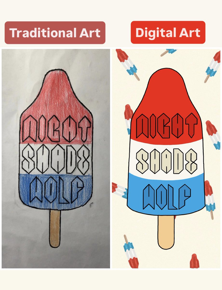 Nightshadewol16's tweet photo. Traditional Art vs Digital Art ( Rocket Popsicle ) #rocketpopsicle #traditionalartvsdigitalart #graffiti #graffitiart #graffitiartist #graffitistyle #art #artist #artwork #color #design #artlife #colorful https://t.co/1fVj26oar3