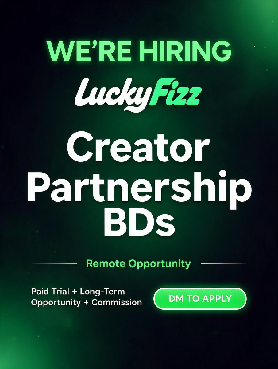 JoseLuckyfizz's tweet photo. We’re expanding the LuckyFizz partnerships team. 🍀

We’re hiring multiple remote Creator Partnerships BDs to help us connect with creators, streamers, and talent partners.

Paid trial • Long-term opportunity • Performance-based commission

Interested? DM “BD” with a short introduction and your relevant experience.

#Hiring #CreatorPartnerships