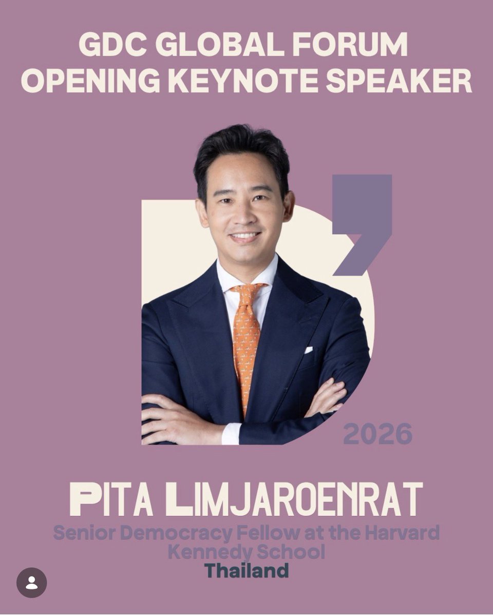 PressStops's tweet photo. กรี๊ดดดด 😭🔥 พิธาถูกเลือกให้ขึ้น Opening Keynote Speaker ในงาน GDC Global Forum 2026 ที่ Athens — เวทีระดับ Global

ไม่ต้องมีตำแหน่ นกม. ไทยแต่ไป represent เวทีประชาธิปไตยระดับโลกแบบเต็มตัวแล้วอะ 🥹🌍 #ทิมพิธา https://t.co/Sk3pENS2Ey