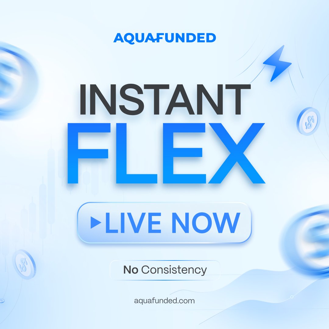 AquaFunded's tweet photo. Instant Flex is live at AquaFunded 🌊

> No consistency rule
> 90% profit split
> 2% daily loss, 4% max loss
> Bi weekly payouts
> 100k for $749

Get yours now at https://t.co/ZYgdaxM5IZ https://t.co/SLoZTdwmho