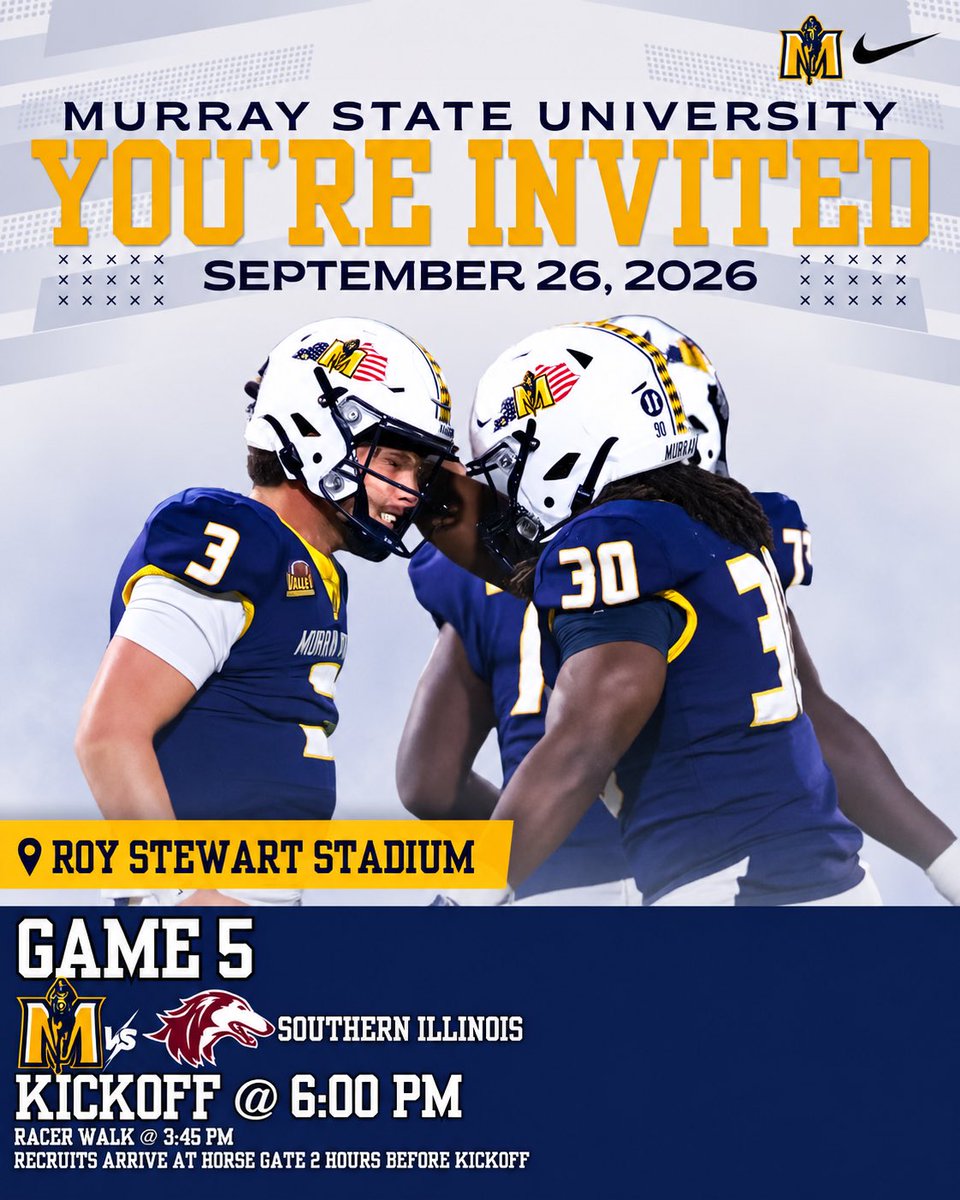 KeganCabbell's tweet photo. I cant express how thankful I am for @racersfootball and @KYFUTURESTARS  for giving me the opportunity to go see Murray state face off against southern Illinois university this Saturday 
@WrightJody @coachjimmyogle @CoachJWalker15 @CoachNickW @coach_thomas70 @CIsbell123 @TLCII73 @caradine_james @Coach_Overton @BrothatoBrotha_