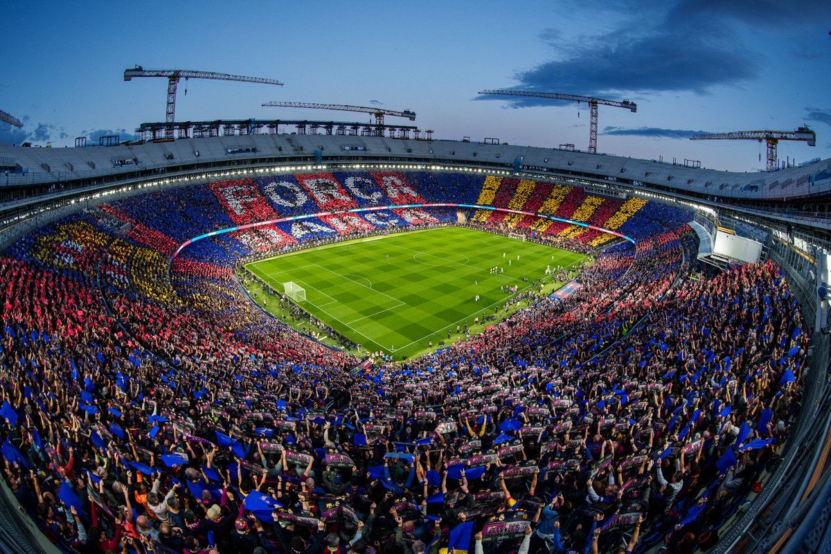 FCBarcelona's tweet photo. An essence that will live forever. Happy 69th Anniversary, 𝐒𝐩𝐨𝐭𝐢𝐟𝐲 𝐂𝐚𝐦𝐩 𝐍𝐨𝐮! 🎉

Celebrate our temple's 69th anniversary with us! Drop a photo of yourself at the stadium below 👇 https://t.co/MdkPUn1zuO