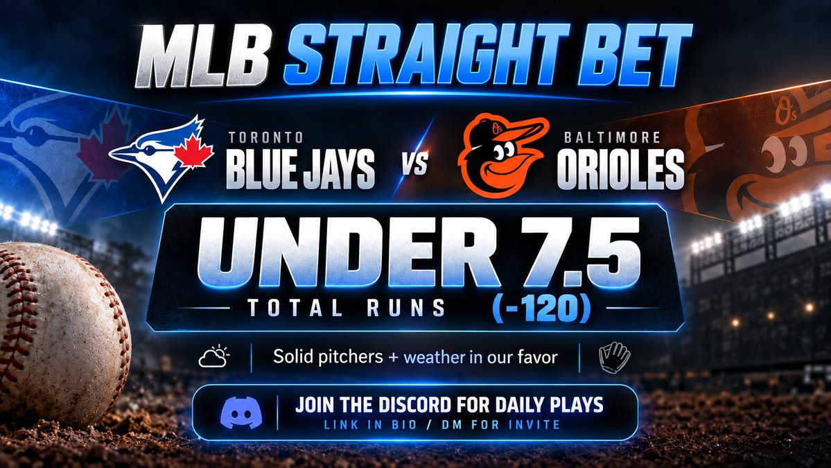 _HouseOfBets's tweet photo. 🚨 MLB STRAIGHT BET 🚨

Blue Jays/Orioles UNDER 7.5 (-120) ⬇️

Pitching 🤝 Weather

Check out the discord for more daily plays!

Discord is open 👇
🔗 https://t.co/5iknGcuWB5 https://t.co/7cElx6Ds4J