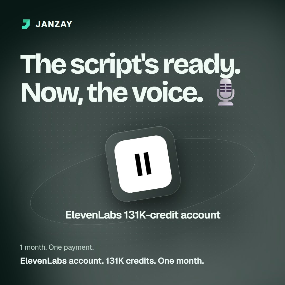 janzay_digital's tweet photo. 🎙️ Give your next narration idea an ElevenLabs test!

✨ 131,000 credits listed
🔑 Supplied Google-sign-in account
🗓️ One month • 💸 $11.99

Get the offer 👇

https://t.co/gW9S04bBqo

#ElevenLabs #AIVoice https://t.co/gHv3rZDdtr
