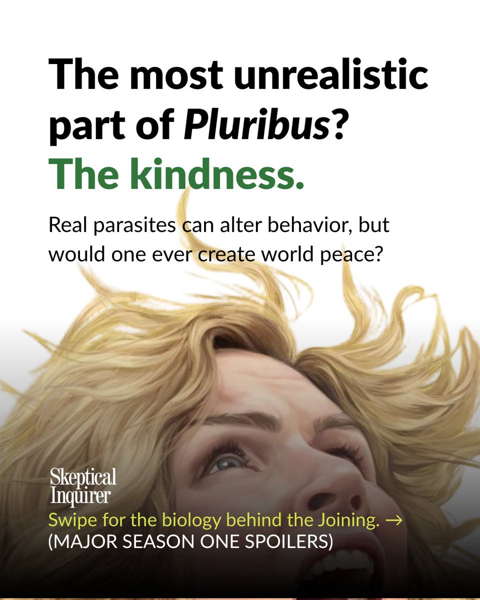 center4inquiry's tweet photo. Pluribus imagines a parasite that eliminates violence and makes humanity happy. Very considerate.

Real parasites manipulate hosts when it helps them survive and spread. No one's trying to improve society here.

Major S1 spoilers: https://t.co/JGDIIeSEy9 https://t.co/t8yEpu39of