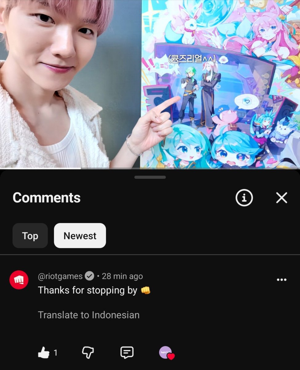 bucheonpride's tweet photo. riotgames commented on baekhyun's video visiting riot games hq
"thanks for stopping by 👊"

baekhyun also liked the comment ❤️
https://t.co/4OoSpAaSEa https://t.co/hkXJMRYvDh