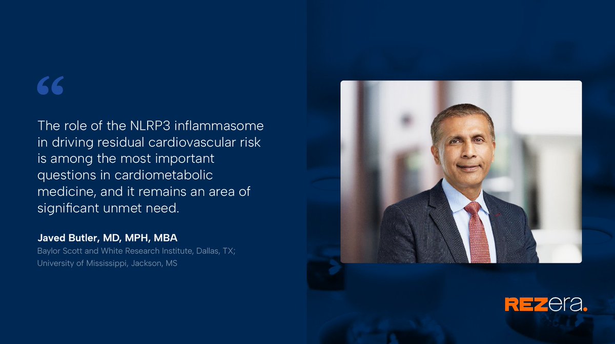 RezeraInc's tweet photo. Results from RESOLVE-1, our Phase 2 trial of oral #NLRP3 inhibitor ruvonoflast, will be presented at the American Heart Association Scientific Sessions in Chicago.

Javed Butler, MD, presents Saturday, November 7, in a Featured Science session.

https://t.co/Ce3lBNHOf3

#AHA2026 https://t.co/cBtkNc80ym