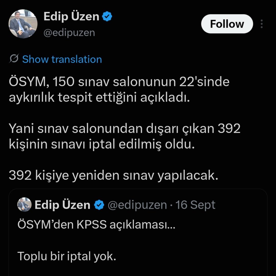 idapaseh's tweet photo. KPSS Yargıda çünkü: 

ÖSYM’nin açıkladığı ve Edip Üzen’in aktardığı 392 kişi, sadece sınav salonunu terk eden adaylarmış. 

Peki ek süre alanlara, sınava 10.00'dan sonra girenlere ne oldu? 

Ortada çok daha büyük bir şaibe olabilir, görmüyor musunuz? https://t.co/G5rjIeKKOM