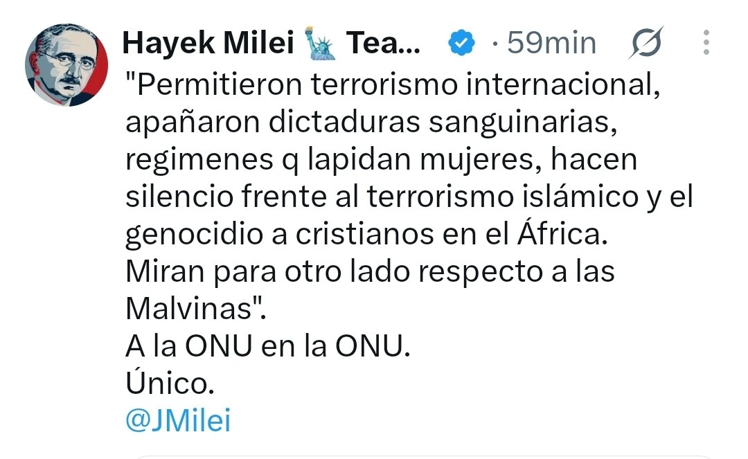 LaVonHayek's tweet photo. Único. 
No busquen, no habrá otro igual.
@JMilei https://t.co/yUX2x1fUoN