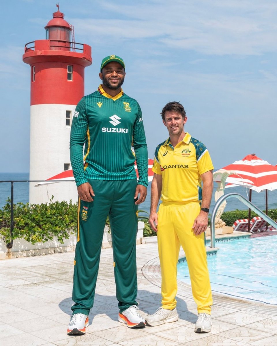 cricketXupdate's tweet photo. The captain’s photoshoot between Mitchell Marsh and Temba Bavuma.
#Gambling𝕏 #CricketFans https://t.co/C9r5dlEtl8
