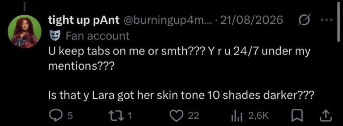 girlkons's tweet photo. BITCH stfu you don’t care about Lara, claiming you don’t justify it but you’re doing anything to bring manon into it, go to hell. https://t.co/BjUzFo28ff