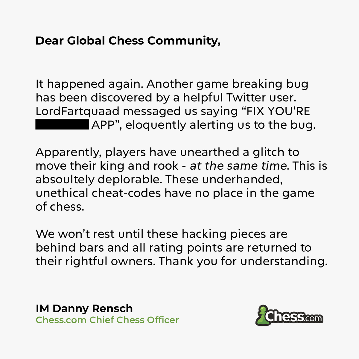chesscom's tweet photo. An important update. https://t.co/CWMa31c056