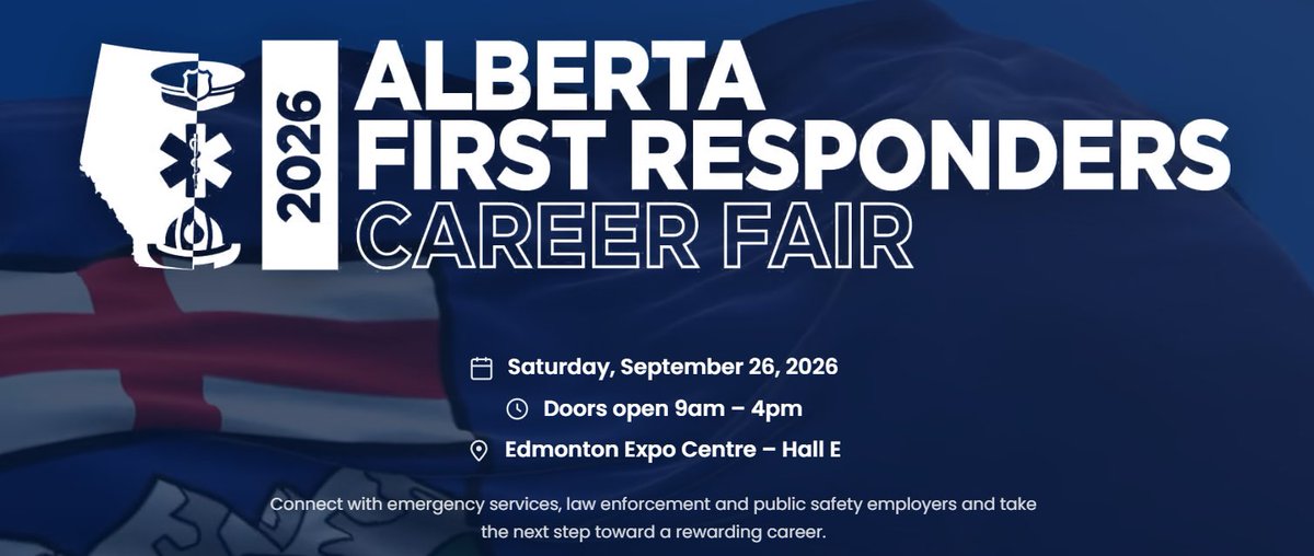 AlbertaSheriffs's tweet photo. We'll be at the Alberta First Responders Career Fair Sept. 26 at the Edmonton Expo Centre. Stop by to meet the team, learn about the many specialized services Alberta Sheriffs provide, &amp; ask questions about a rewarding career serving Albertans.
More info: https://t.co/Jt2mbVD2Mz https://t.co/x925rOWNIz
