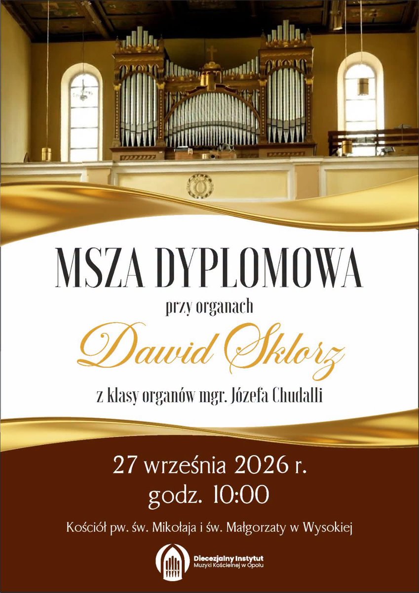 DIMKopole's tweet photo. 🎼 W najbliższą niedzielę zapraszamy do uczestnictwa we Mszy św., o której muzyczną stronę zadba dyplomant Dawid Sklorz z klasy organów mgr. Józefa Chudalli. 🎹 https://t.co/pu8KLsXghk