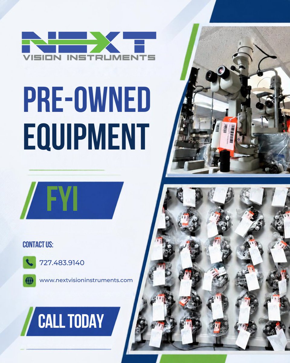 NextVision_'s tweet photo. 📢 Heads up! Our pre-owned inventory moves fast. If you see a piece of equipment you need, act quickly as many of these items are in limited stock and don’t last long! 🏃🏃

727.483.9140
sales@nextvision2020.com
https://t.co/gj1z7naOC1

#NextVisionInstruments #eyecare https://t.co/OZK05dgdrZ