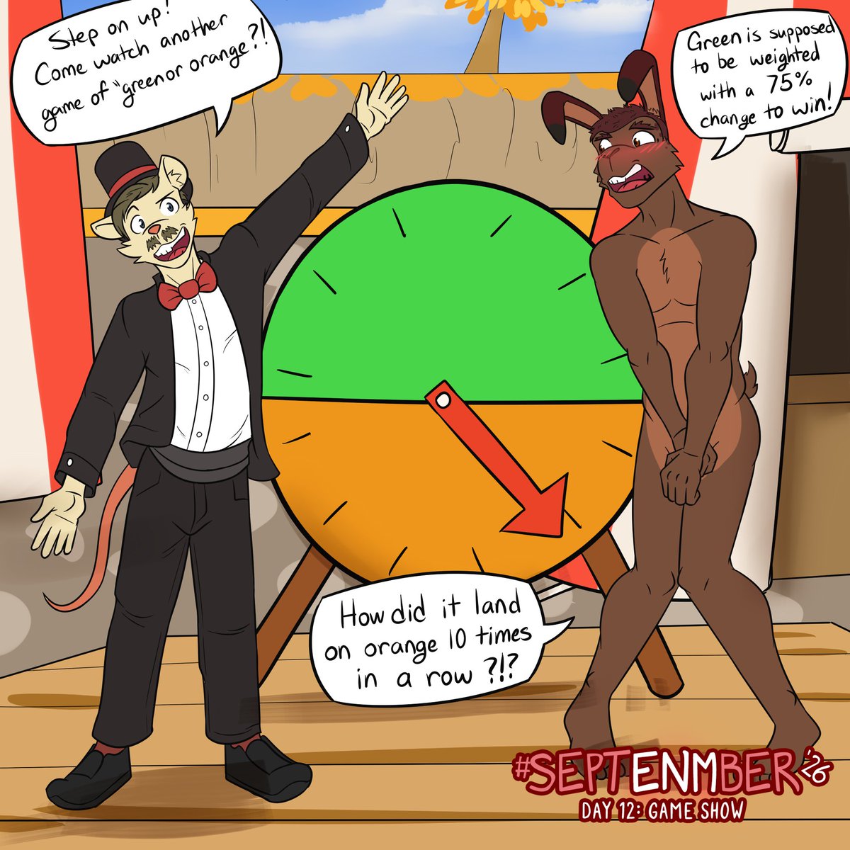 FuzeDudeArt's tweet photo. #septENMber The big wheel has had a few changes to it's rule set, you wager your dignity for stars now, it's so much more entertaining for the crowd to watch. https://t.co/2uwsHg7ZoQ