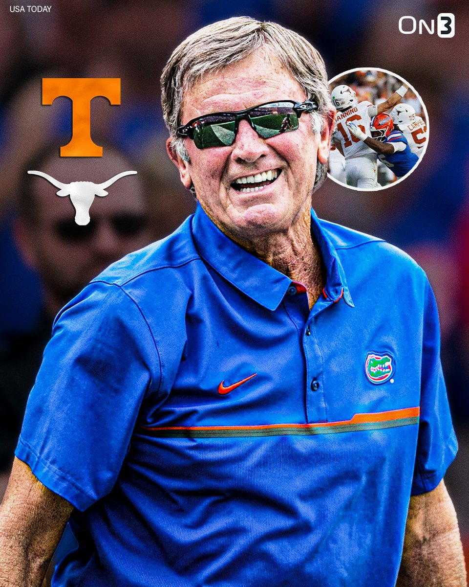 On3's tweet photo. NEW: Steve Spurrier tells @Clowfb he predicts Tennessee will beat Texas on Saturday🍊

"I think Tennessee is ready to pull the upset over Texas. The Vols can beat them in Knoxville. Hell, we beat them down here last year, and we went 4-8. Yep, beat Texas. How about that?"

https://t.co/1y5W6MubQW