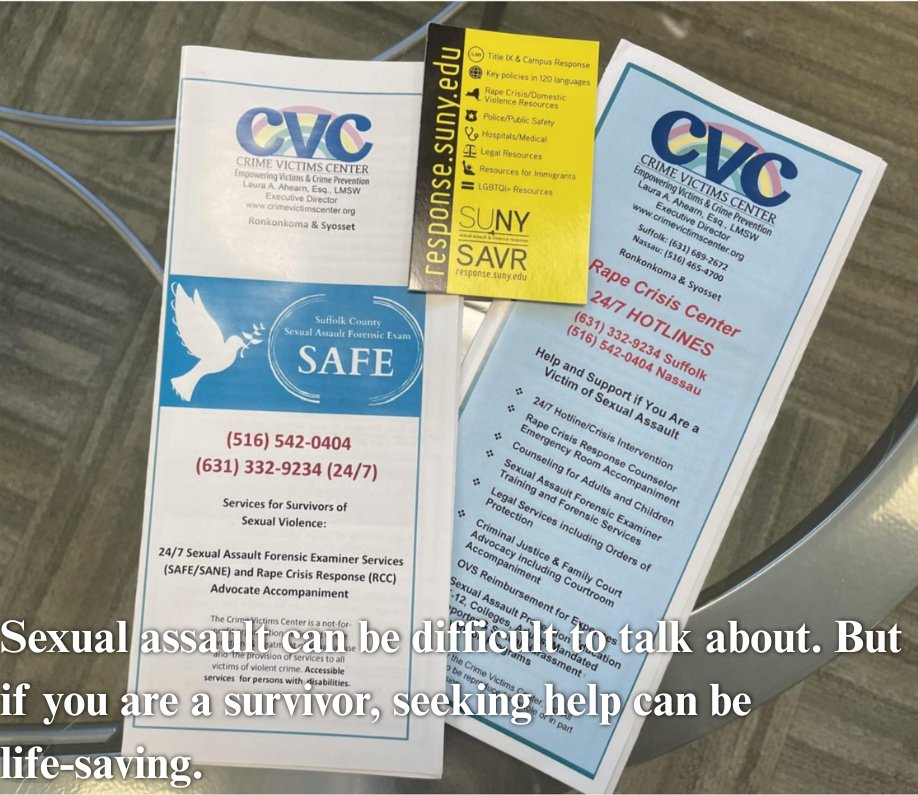 OWCatalyst's tweet photo. Sexual assault can be difficult to speak about, but survivors do not have to face it alone. SUNY Sexual Assault &amp; Violence Response provides support.
Article by @AnnBunch_ 
@SUNYOldWestbury 
[#SexualAssaultAwareness #TheCatalyst #Journalism #SUNYOldWestbury ] https://t.co/ppSUmMCXhK