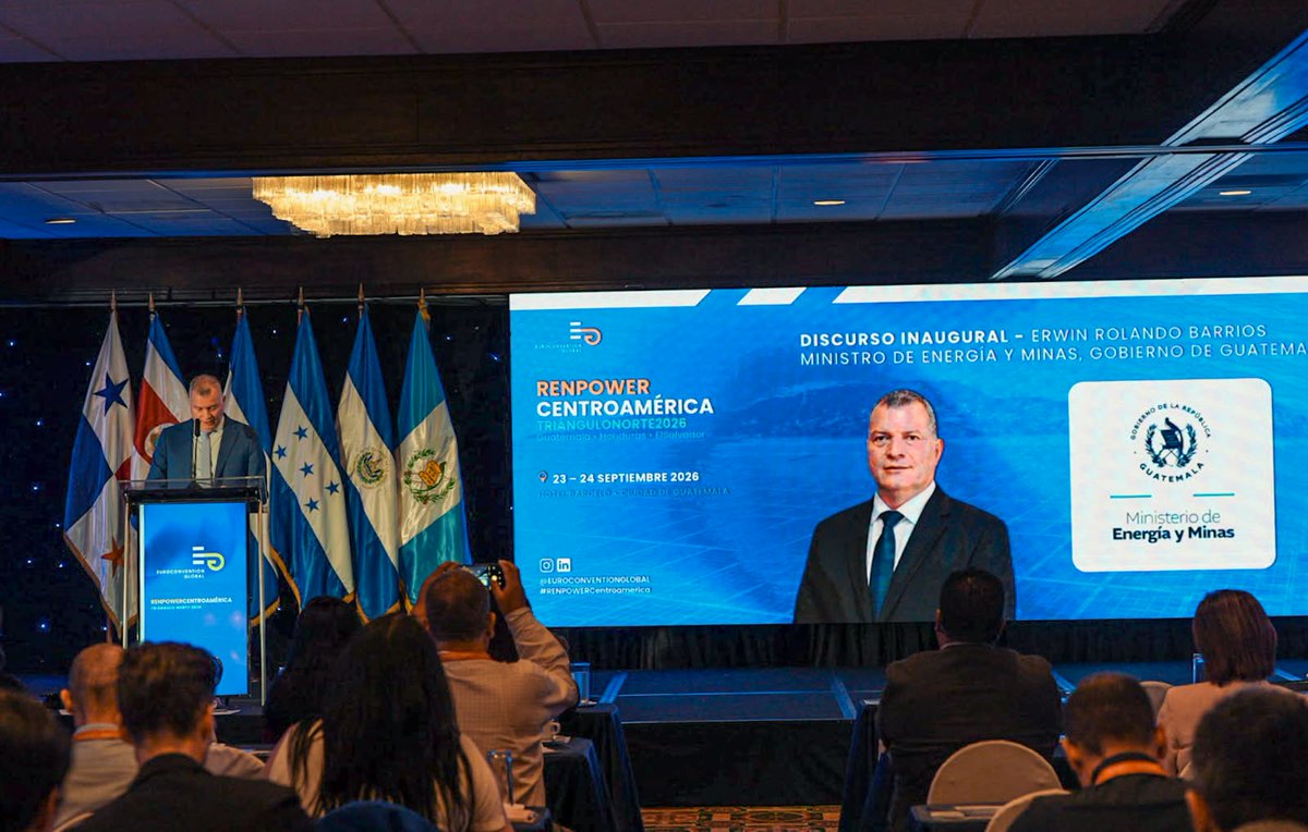 MEMguatemala's tweet photo. El Ministro Erwin Barrios inauguró RENPOWER Centroamérica 2026. Autoridades del #MEM analizaron la diversificación de la matriz, regulación e inversión junto a líderes de la región, promoviendo un sector energético seguro y resiliente. https://t.co/UcTGicxoNL