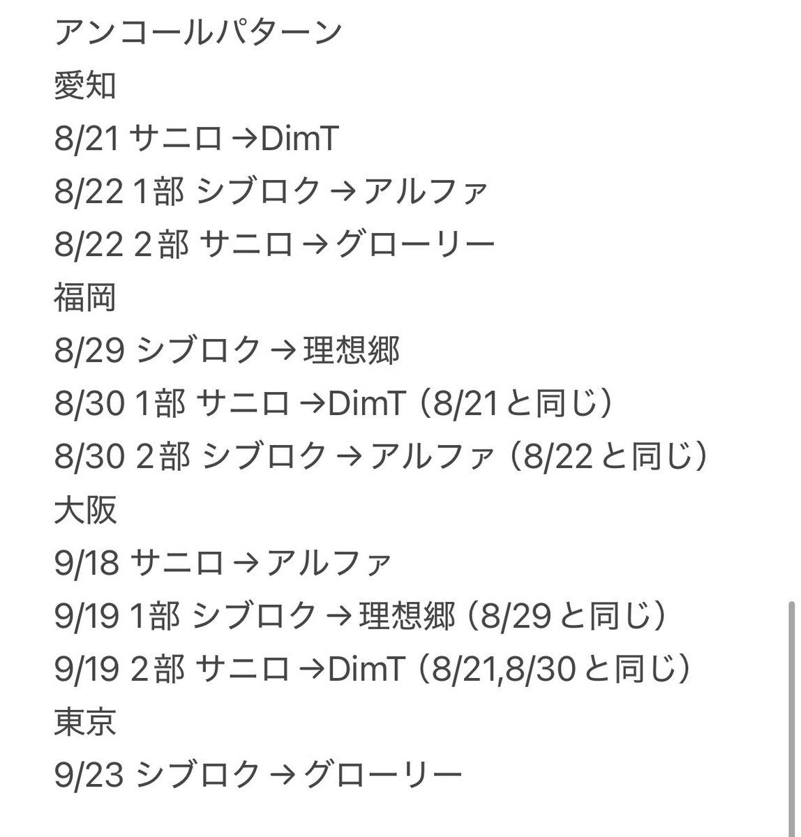 su_8_i's tweet photo. ICEx FRESHest!! #FRESHest セトリ まとめ

アンコールのパターン、入ってない公演も調べてみたけれど違っていたら教えてください https://t.co/KuHlhw1Hkp