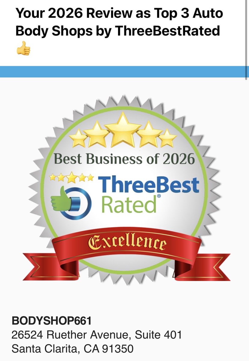 BodyShop661Auto's tweet photo. 🏆 5+ YEARS IN A ROW! 🏆

BodyShop661 was voted a Top 3 Best Auto Body in Santa Clarita again!🙌

Thank you to this amazing community You make it all worth it! ❤️

From cars to homes, I'm here to take care of you. 🚗🏡

📞 Cesar661 | 661-212-2129
DRE #02250863

#Top3SantaClarita https://t.co/K77fJ0WtDz
