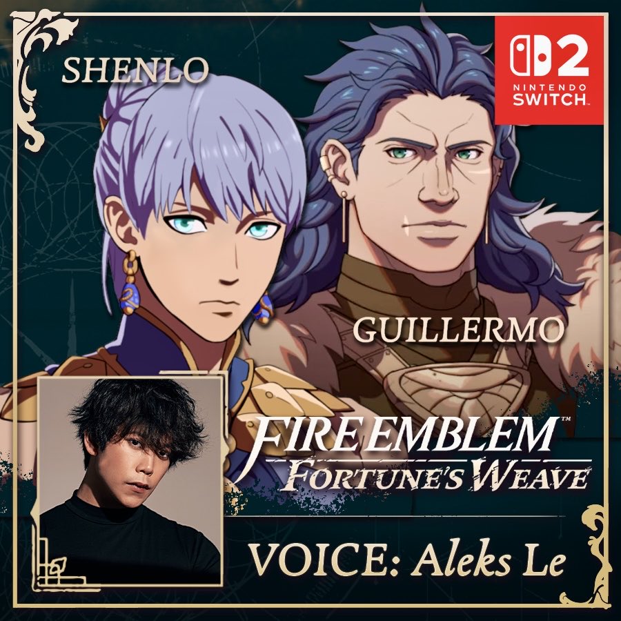 AleksLeVO's tweet photo. On top of voicing Majide in Fire Emblem: Fortune’s Weave, I also voice 2 other characters! You can hear me as SHENLO &amp; GUILLERMO (Leda’s dad) 😤

I am now 4 people in the FE Universe 🧍🏻 https://t.co/UdZ7Xa2wXP
