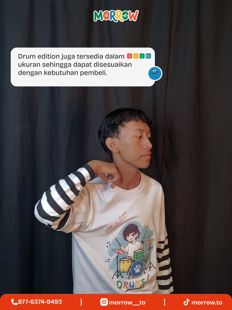 Miguel_1504's tweet photo. Bedah Drum Edition MORROW! Layered long sleeve berbahan Cotton Combed 24s dengan sablon DTF, tersedia ukuran S–XL. Motif striped bertema musik, nyaman dipakai dan penuh karakter. Pesan via DM! https://t.co/LzrvkBA3JZ