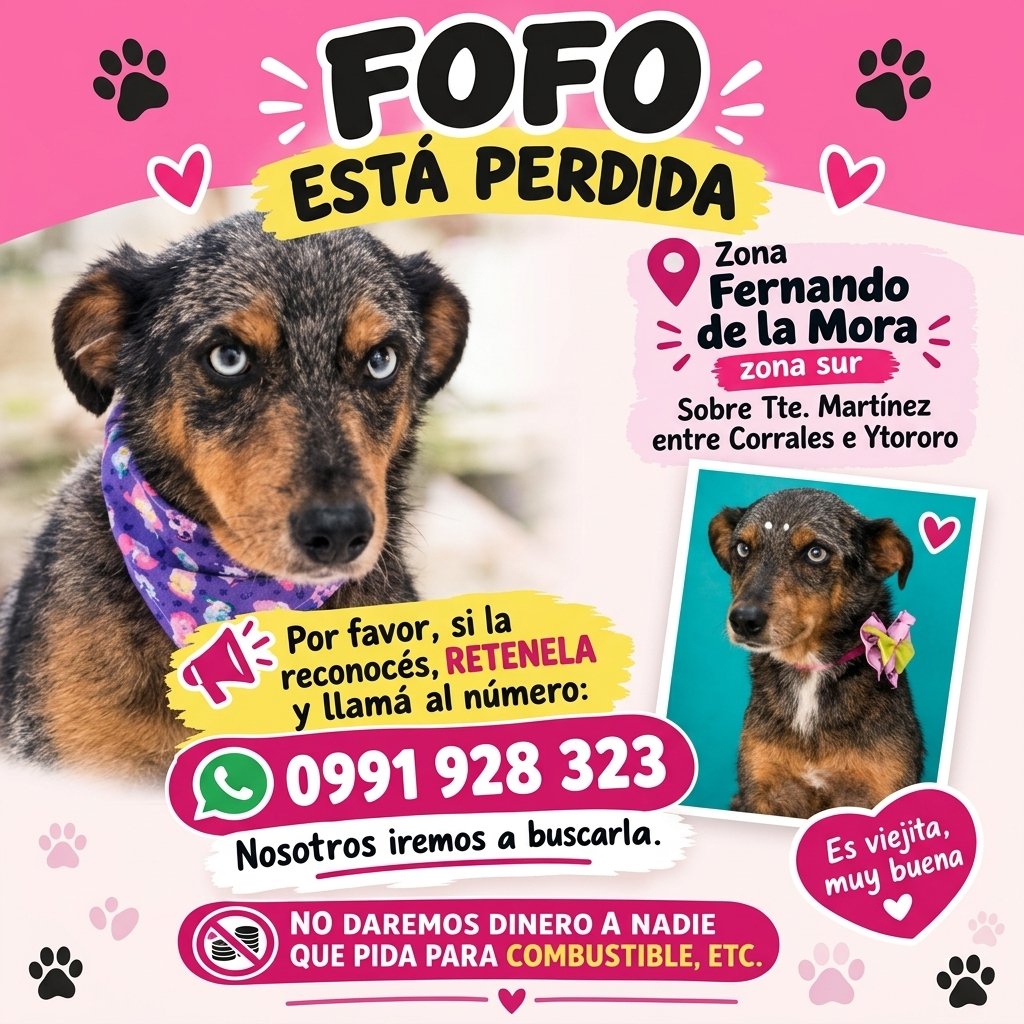 defensanimalpy's tweet photo. ¡Ayudemos a que vuelva a casa! 🐾🩷

Aunque esta perrita no pertenece a la institución, nos sumamos a la difusión para ayudar a que se reencuentre con su familia.

📍 FOFO ESTÁ PERDIDA

Zona: Fernando de la Mora, Zona Sur (sobre Tte. Martínez entre Corrales e Ytororó). https://t.co/sfHiE2B7vm