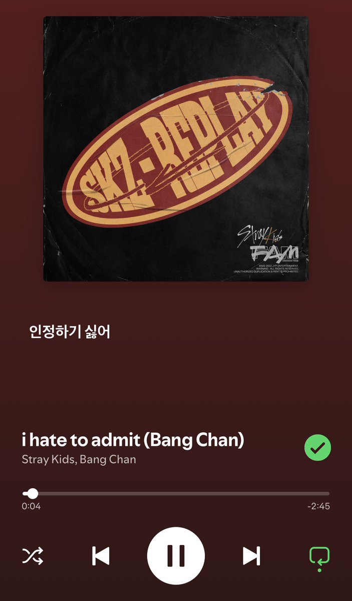LMourcost's tweet photo. Vamos de Trend para aquecer a noite? 

Que musica do Stray Kids vocês estão ouvindo? 

Mandem aí os prints. 

Me: i hate to admit - Bang Chan
#staysnotinrio https://t.co/uxm7BZL3LL