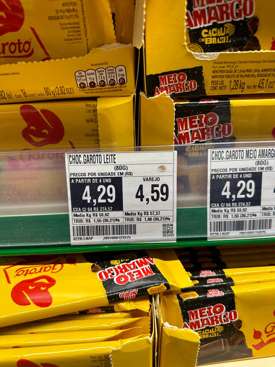 minhainflacao's tweet photo. Apenas 95,86% de aumento no Chocolate Garoto 80g

2023-2026

O que vocês acham disso ? 

já mudou a fórmula diversas vezes. https://t.co/nOcXoYTq02