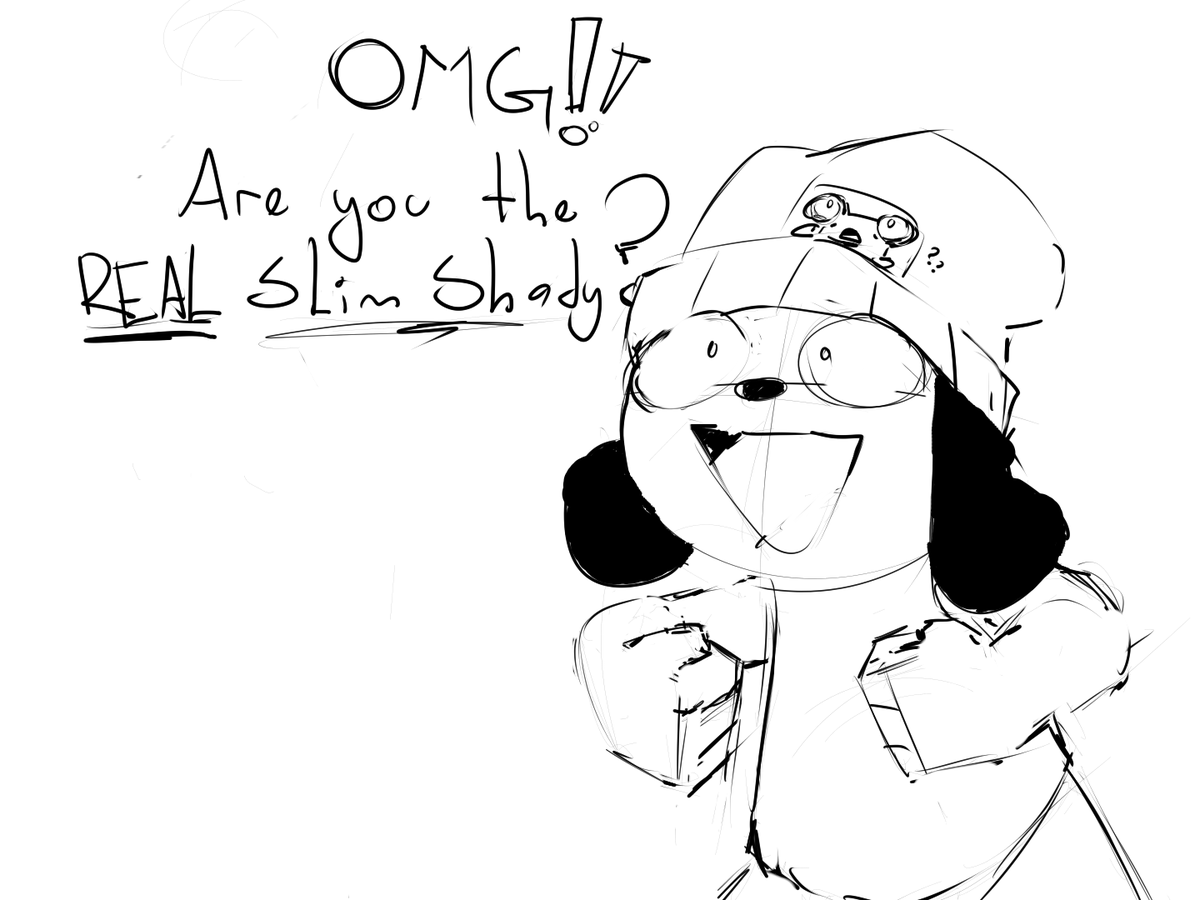 Sinsung01's tweet photo. Parappa meets his idol, Real Slim Shady
#parappa #parappatherapper https://t.co/odV3iRtWFk