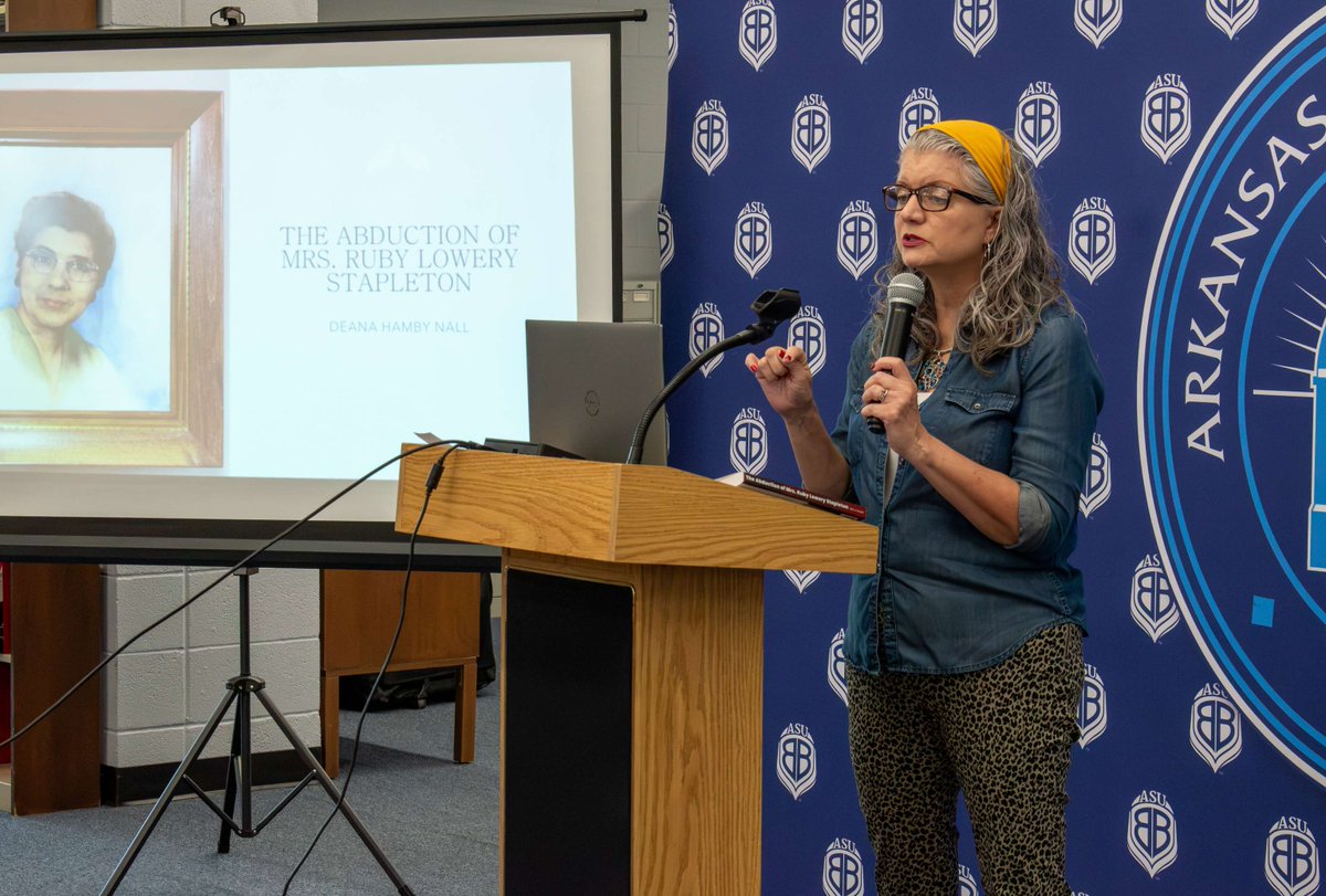 ASUBeebe's tweet photo. Day 2 of True Crime Week is up! 🔍

Watch Deana Nall’s talk on "The Abduction of Mrs. Ruby Lowery Stapleton": https://t.co/OV4iLjQVOb

🚨 Tomorrow @ 12:30 PM: Final session with podcast host Lisa Tinley-Ponson at the library!

#ASUBeebe #TrueCrime #BeebeAR https://t.co/tZkklkVEht