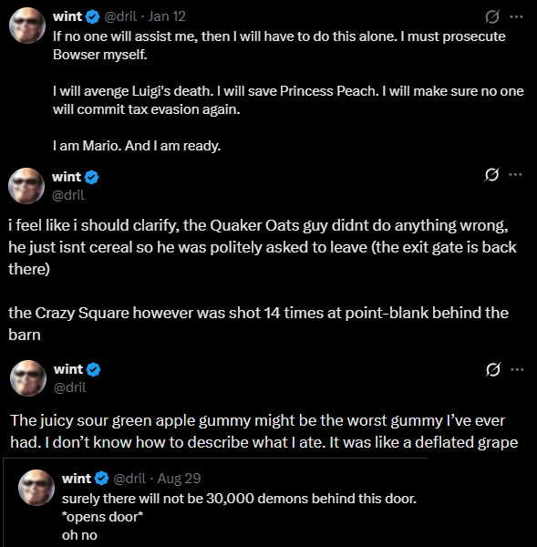 TendiesB's tweet photo. new hobby:  taking sleepy's more off the wall tweets and realizing they read like dril tweets https://t.co/1t6KOkBTKH